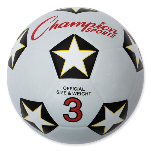 Champion Sports Rubber Sports Ball, Soccer, No. 3 Size, White/Black