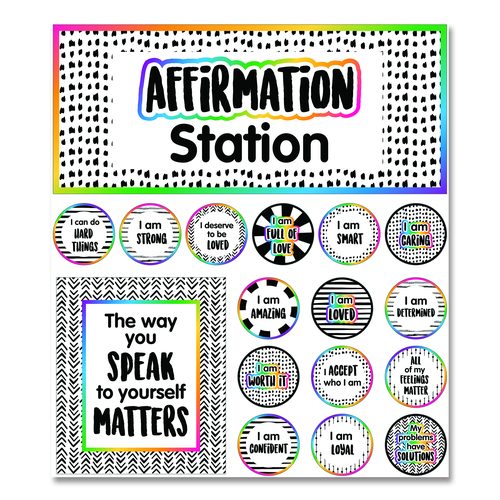 Carson-Dellosa Education Motivational Bulletin Board Sets, Affirmation Station, 13.8" x 16", Multicolor, 32/Set