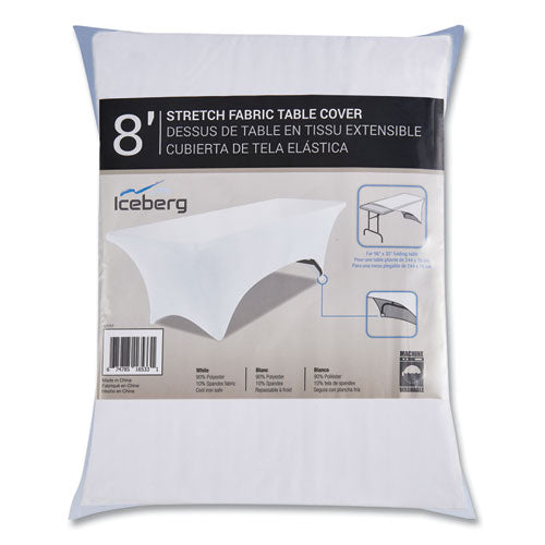Iceberg iGear Fabric Table Cover, Polyester/Spandex, 30" x 96", White