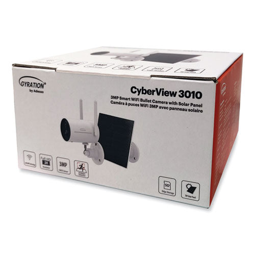Gyration Cyberview 3010 3MP Smart Wifi Bullet Camera with Solar Panel, 2304 x 1296 Pixels
