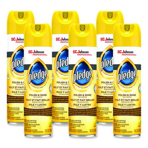 Pledge Furniture Polish, Lemon Scent, 14.2 oz Aerosol Spray, 6/Carton