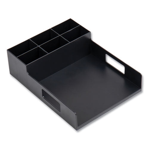Mind Reader Network Collection Utensil, Napkin and Plate Countertop Organizer, 15.2 x 11.5 x 4.45, Plastic, Black