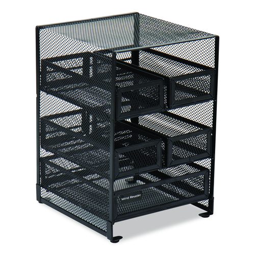 Mind Reader Network Collection 5-Compartment Tea Countertop Organizer, 6.75 x 7 x 10, Black