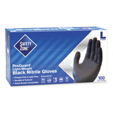 Safety Zone ProGuard Powder Free Nitrile Gloves, Powder-Free, 3.5 mil Thick, 9.65" Long, Black, 100/Box, 10 Boxes/Carton