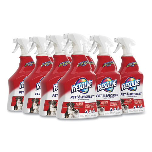 RESOLVE Pet Specialist Stain and Odor Remover, Citrus Scent, 32 oz Trigger Spray Bottle, 12/Carton