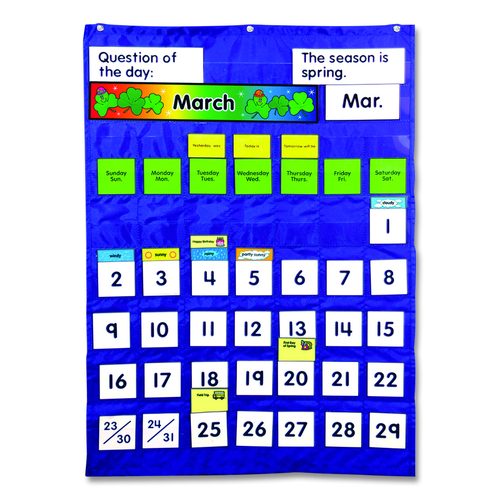 Carson-Dellosa Education Complete Calendar and Weather Pocket Chart, 51 Pockets, 26 x 37.25, Blue