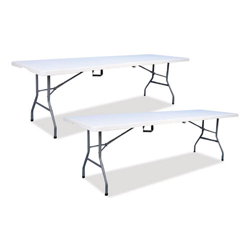Iceberg Bifold Resin Folding Table, Rectangular, 94.5" x 29.9" x 30", White Granite Top, Gray Base/Legs, 2/Pack