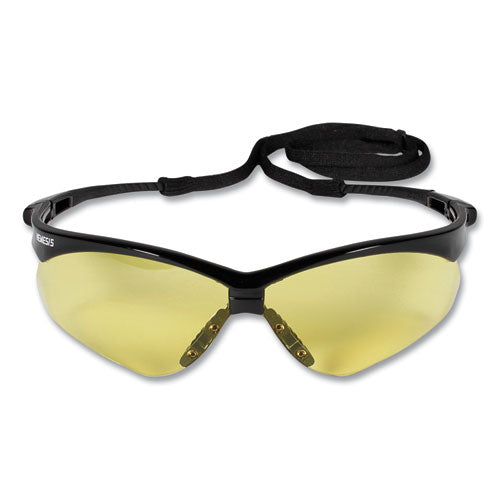 KleenGuard Nemesis Safety Glasses, Black Half Frame, Amber Dual Lens