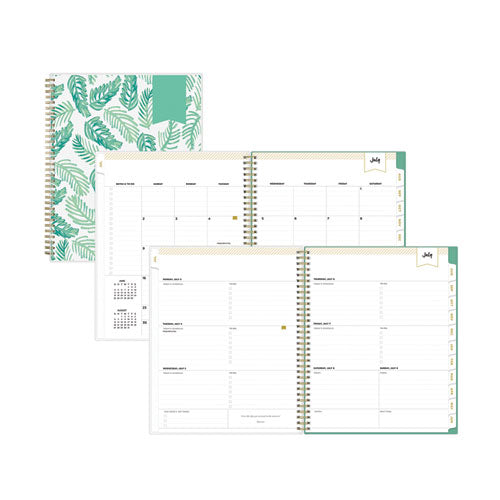 Blue Sky Day Designer Academic Year Weekly/Monthly Frosted Planner, Palms Artwork, 11 x 8.5, 12-Month (July to June): 2025 to 2026