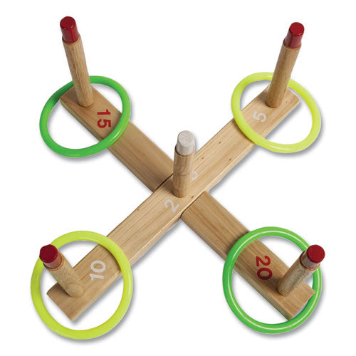 Champion Sports Ring Toss Set, Plastic/Wood, Assorted Colors, 5 Pegs, 4 Rings