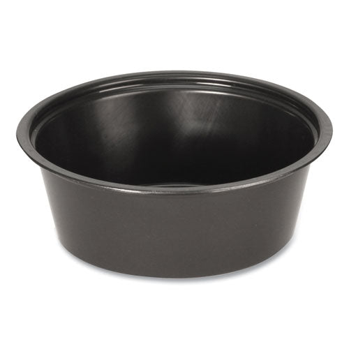 Fabri-Kal Portion Cups, 1.5 oz, Plastic, Black, 250/Sleeve, 10 Sleeves/Carton
