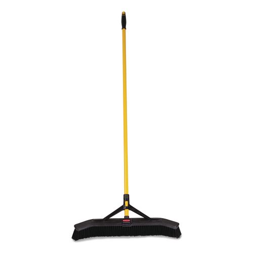 Rubbermaid Commercial Maximizer Push-to-Center Broom, 24", Polypropylene Bristles, Yellow/Black