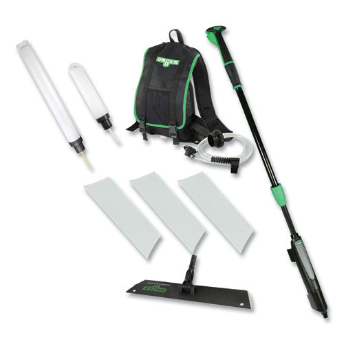 Unger Excella Floor Finishing Kit, 20" Head, 48" to 65" Black/Green Plastic Handle