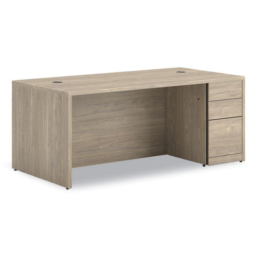 HON 10500 Series Single Full-Height Pedestal Desk, Right: Box/Box/File, 72" x 36" x 29.5", Kingswood Walnut
