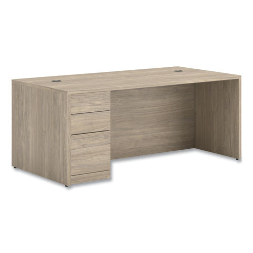 HON 10500 Series Single Full-Height Pedestal Desk, Left: Box/Box/File, 72" x 36" x 29.5", Kingswood Walnut