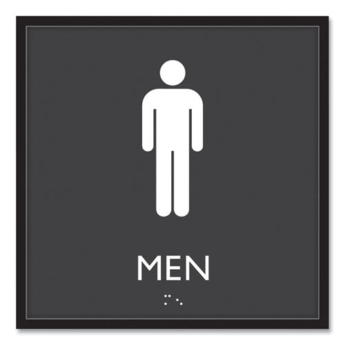 Headline Sign ADA Sign, Men, Plastic, 8 x 8, Clear/White