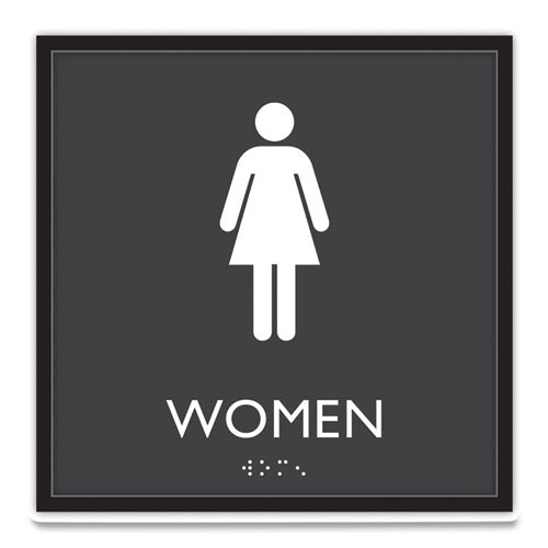 Headline Sign ADA Sign, Women, Plastic, 8 x 8, Clear/White