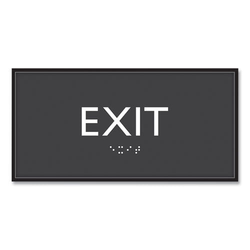 Headline Sign ADA Sign, Exit, Plastic, 4 x 4, Clear/White