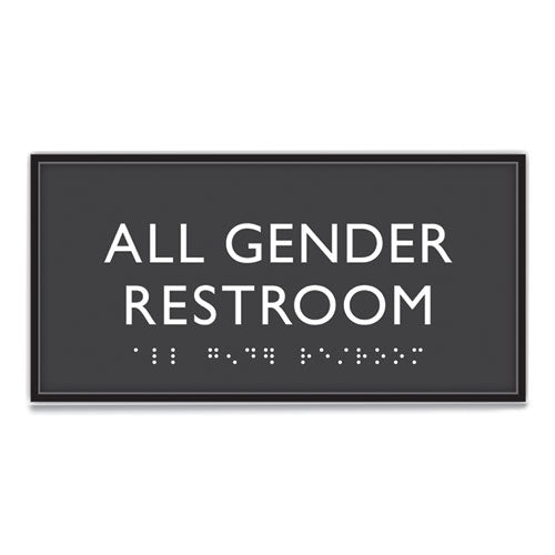 Headline Sign ADA Sign, All Gender Restroom, Plastic, 4 x 4, Clear/White
