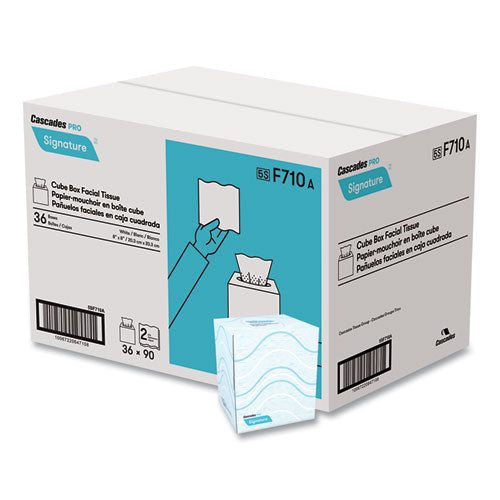 Cascades PRO Signature Facial Tissue, Cube Box, 2-Ply, White, 90 Sheets/Box, 36 Boxes/Carton