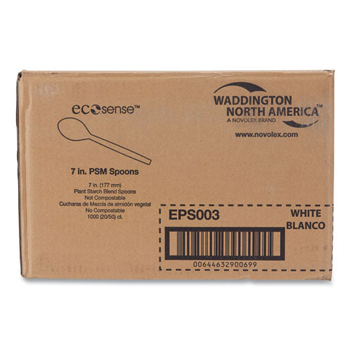 WNA EcoSense Renewable Plant Starch Cutlery, Spoon, Plastic, Cream, 50/Pack, 20 Packs/Carton