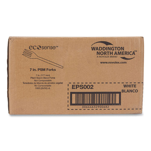 WNA EcoSense Renewable Plant Starch Cutlery, Fork, Plastic, Cream, 50/Pack, 20 Packs/Carton
