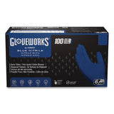 GloveWorks by AMMEX Heavy-Duty Industrial Nitrile Gloves, Powder-Free, 6 mil Thick, 9.5" Long, Royal Blue, 100/Box, 10 Boxes/Carton