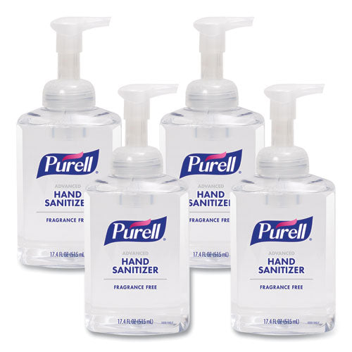 PURELL Advanced Hand Sanitizer Foam, 515 mL, Pump Bottle, Fragrance-Free, 4/Carton