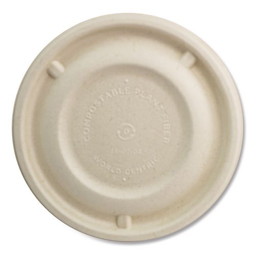 World Centric Fiber Lids for Fiber Barrel Bowls, 4.7" Diameter, Natural, Paper, 500/Carton