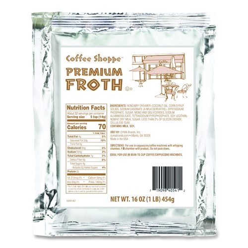 Coffee Shoppe Premium Froth Topping, 1 lb Bag, 12/Carton