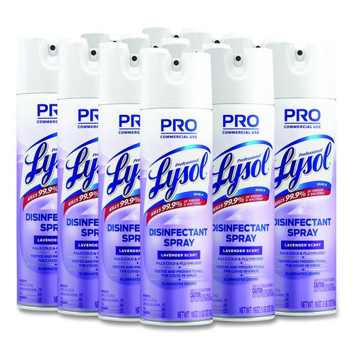 Professional LYSOL Brand Disinfectant Spray, Lavender Scent, 19 oz Aerosol Spray, 12/Carton