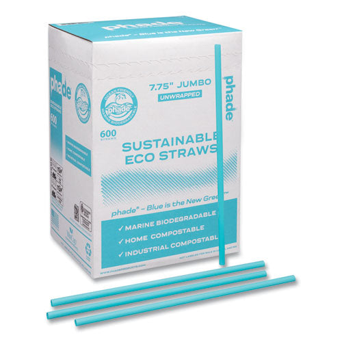phade Marine Biodegradable Straws, 7.75", Ocean Blue, 6,000/Carton