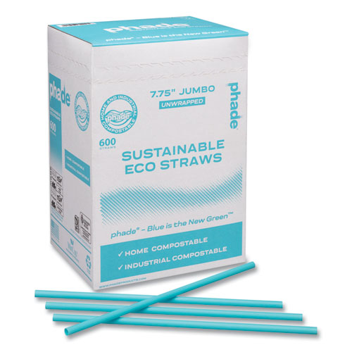 phade Marine Biodegradable Straws, 7.75", Ocean Blue, 6,000/Carton