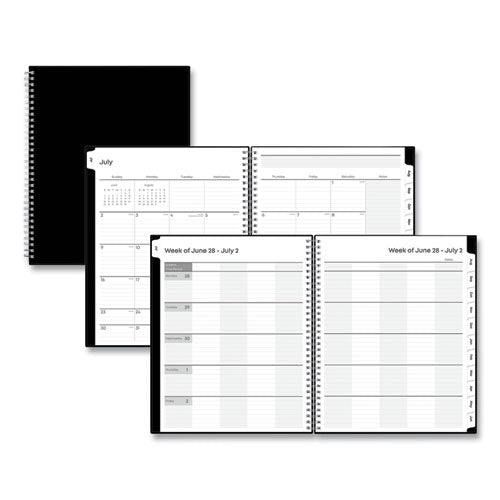 Blue Sky Teacher's Solid Black Weekly/Monthly Lesson Planner, 9 Classes, 11 x 8.5 Sheets, 12-Month (July to June), 2025 to 2026