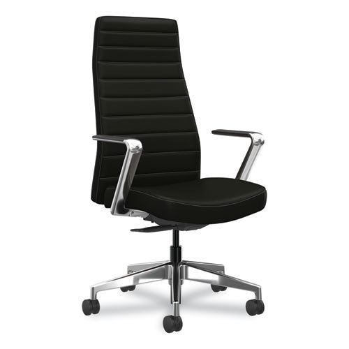 HON Cofi Executive High Back Chair, Supports Up to 300 lb, 15.5 to 20.5 Seat Height, Black Seat/Back, Polished Aluminum Base