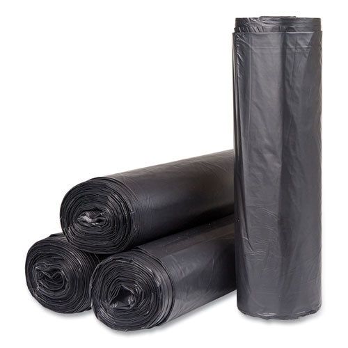 Inteplast Group High-Density Commercial Can Liners, 56 gal, 22 mic, 43" x 48", Black, Interleaved Roll, 25 Bags/Roll, 6 Rolls/Carton