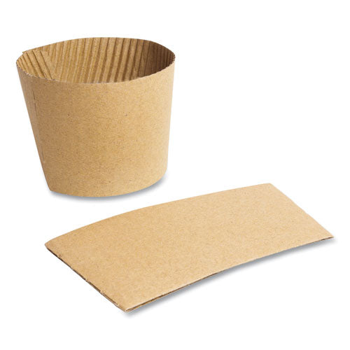 Vegware Kraft Hot Cup Sleeves, Fits Vegware 89-Series Hot Cups, Kraft, 1,000/Carton