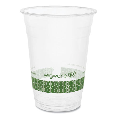 Vegware 96-Series Cold Cup, 16 oz, Plastic, Clear/Green, 1,000/Carton