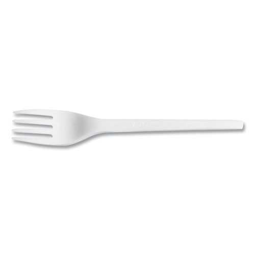 Vegware White CPLA Cutlery, General Purpose Fork, Plastic, White, 1,000/Carton