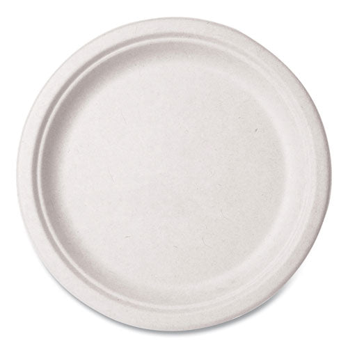 Vegware Nourish Molded Fiber Tableware, Compostable, Plate, Sugarcane, 10" dia, White, 500/Carton