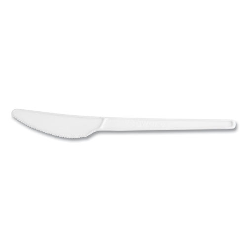 Vegware White CPLA Cutlery, General Purpose Knife, Plastic, White, 1,000/Carton