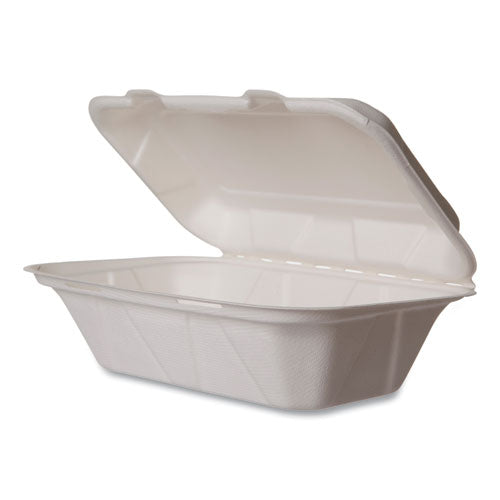 Vegware Nourish Molded Fiber Takeout Containers, Compostable, 5 x 9 x 2, White, Sugarcane, 250/Carton