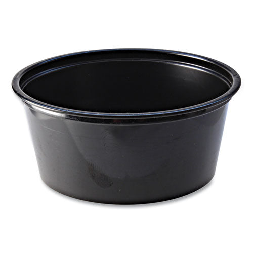 Fabri-Kal Portion Cups, 3.25 oz, Plastic, Black, 125/Sleeve, 20 Sleeves/Carton