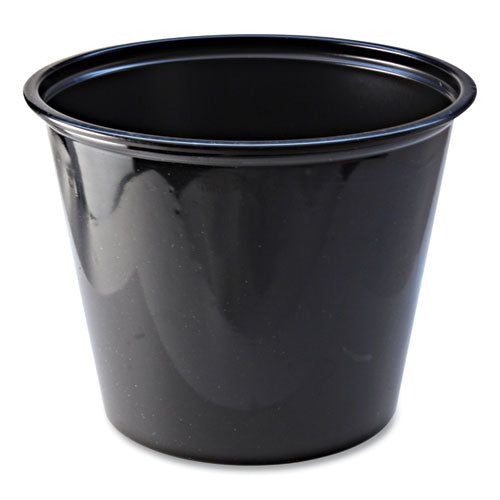 Fabri-Kal Portion Cups, 5.5 oz, Plastic, Black, 125/Sleeve, 20 Sleeves/Carton