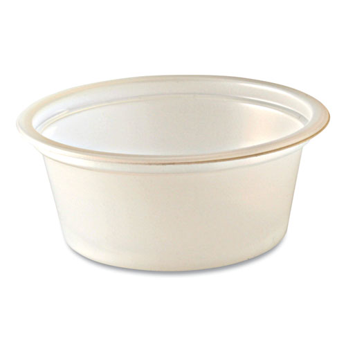 Fabri-Kal Portion Cups, Squat, 1 oz, Plastic, Translucent, 125/Sleeve, 20 Sleeve/Carton