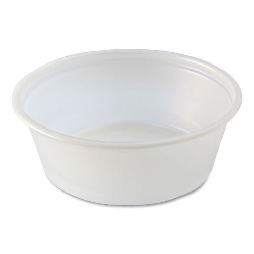 Fabri-Kal Portion Cups, Squat, 1.5 oz, Plastic, Translucent, 125/Sleeve, 20 Sleeve/Carton