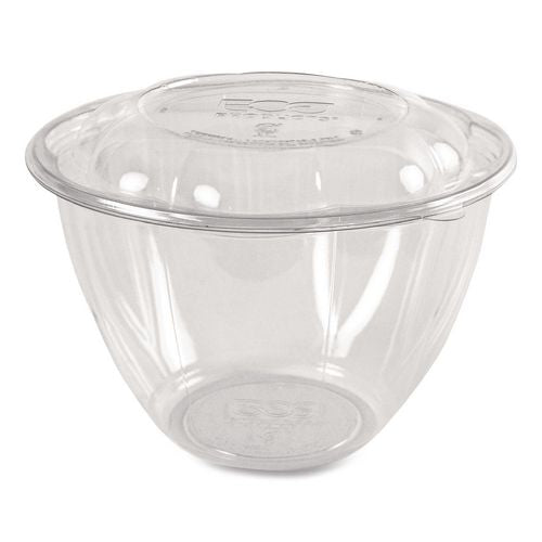 Eco-Products Renewable and Compostable Salad Bowls with Lids, 48 oz, Clear, Plastic, 150/Carton