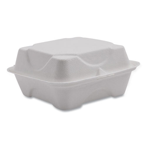Eco-Products Vanguard Renewable and Compostable Sugarcane Clamshells, 6 x 6 x 3, White, 500/Carton