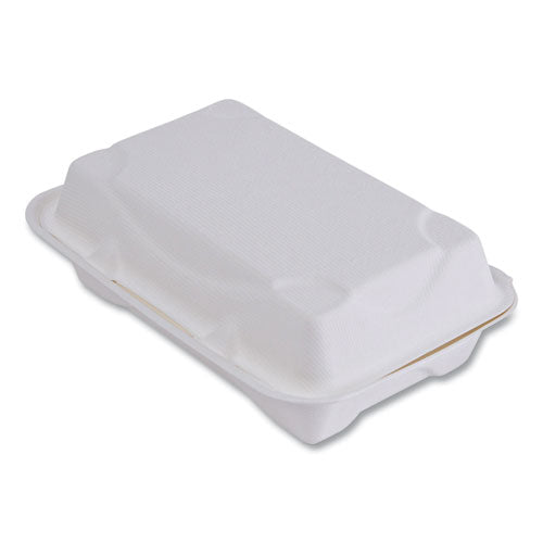 Eco-Products Vanguard Renewable and Compostable Sugarcane Clamshells, 9 x 6 x 3, White, 250/Carton