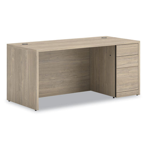HON 10500 Series Single Pedestal Desk, Right Pedestal: Box/Box/File, 66" x 30" x 29.5", Kingswood Walnut